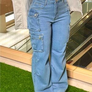 Women's Blue Cargo Jeans